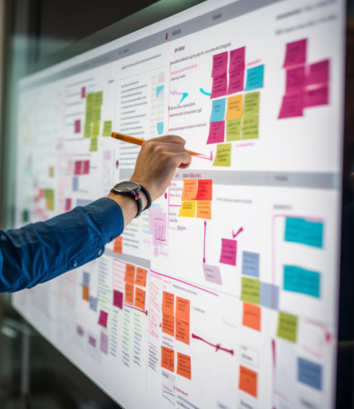 A man working on the UI & UX strategy in the office